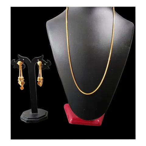 Casualwear Brass Silver Oxidized Long Necklace Set