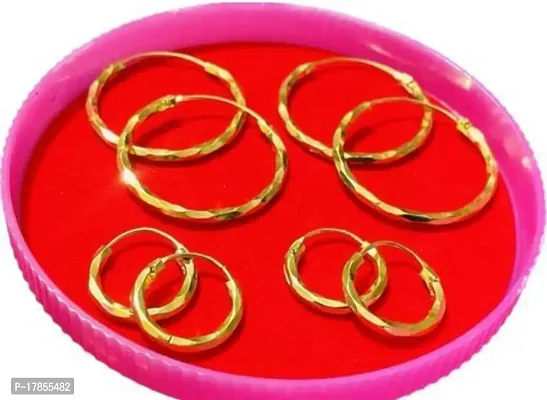 Trendy Brass Gold Plated Hoop Earring For Women (Set Of 4)