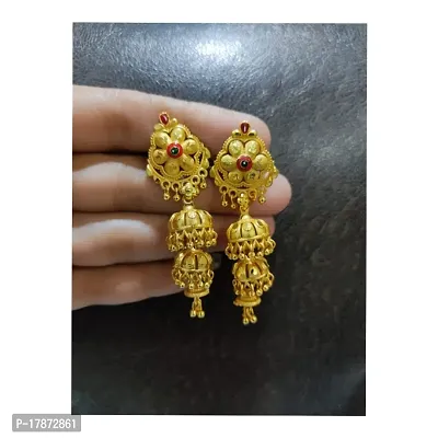 Fancy Brass Gold Plated Earrings Jhumki for Women's-thumb0