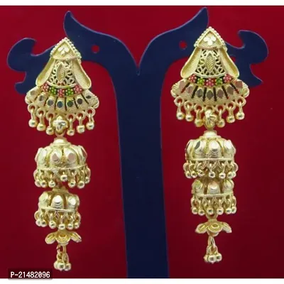 Gold plated jhumki earings for women with free kanchain