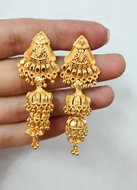 Gold plated jhumki earings for women with free kanchain-thumb1