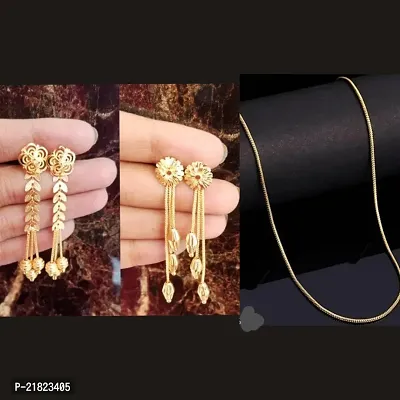 Earings combo with chain gold plated (combo pack of 3)-thumb0