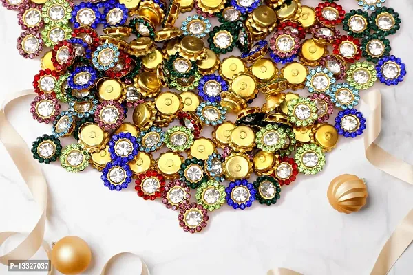 Flower Shape Multi Colour Rhinestone Beads Zarkan Crystal Pastable Glass  Beads Buttons Stones for Jewellery Making