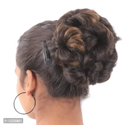 NAVMAV Messy Bun Synthetic Chignon Hair Piece Hair Extension With Elastic Rope Juda Hair Scrunchies Updo Hair Piece for Women Girls Pack of 1 (Golden Highlight)-thumb5