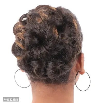 NAVMAV Messy Bun Synthetic Chignon Hair Piece Hair Extension With Elastic Rope Juda Hair Scrunchies Updo Hair Piece for Women Girls Pack of 1 (Golden Highlight)-thumb4