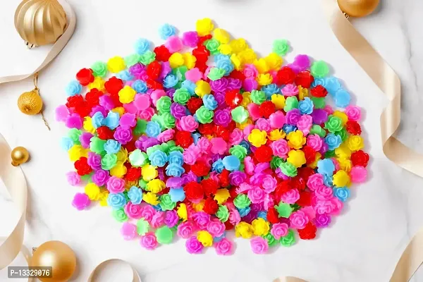 NAVMAV Acrylic Spacer Beads Multcolor Small Rose Flower Design Pastable Beads for Embroidery Link Charms for Necklace Bracelet Loose Beads Slide Beads Jewelry Making Craft 6mm 50pcs-thumb2