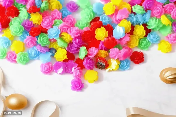 NAVMAV Acrylic Spacer Beads Multcolor Small Rose Flower Design Pastable Beads for Embroidery Link Charms for Necklace Bracelet Loose Beads Slide Beads Jewelry Making Craft 6mm 50pcs-thumb5