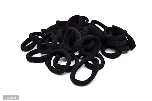 Shipaara Black Hair Rubber Bands For Women And Girls Stretchable Hair Bands Elastic Cotton Stretch Hair Ties Bands (50pc)-thumb0