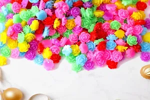 NAVMAV Acrylic Spacer Beads Multcolor Small Rose Flower Design Pastable Beads for Embroidery Link Charms for Necklace Bracelet Loose Beads Slide Beads Jewelry Making Craft 6mm 50pcs-thumb2