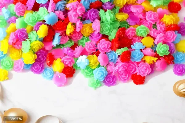 NAVMAV Acrylic Spacer Beads Multcolor Small Rose Flower Design Pastable Beads for Embroidery Link Charms for Necklace Bracelet Loose Beads Slide Beads Jewelry Making Craft 6mm 50pcs-thumb3