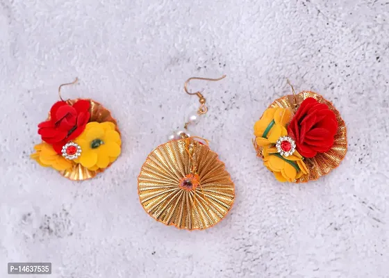 Buy Fancy Flowers Jewellery Set For Haldi Gota Patti Earrings