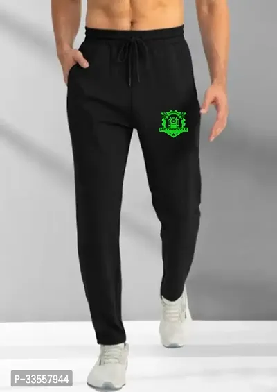 Stylish Black Cotton Blend Regular Track Pants For Men