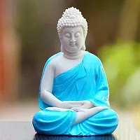 Rhymestore RYM Buddha Statue Sitting | Gift Items Premium Rare Handcrafted Polymarble Meditation/Dhyan Lord Figurine/Idol | Decorative/Fengshui/Showpiece (Buddha-Blue)-thumb1