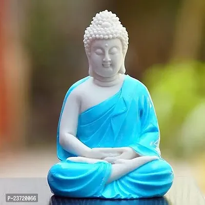Rhymestore RYM Buddha Statue Sitting | Gift Items Premium Rare Handcrafted Polymarble Meditation/Dhyan Lord Figurine/Idol | Decorative/Fengshui/Showpiece (Buddha-Blue)-thumb2