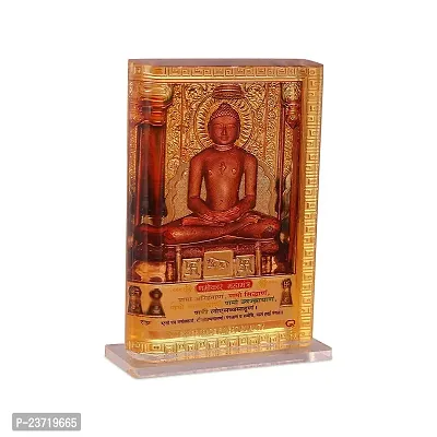 Rhymestore Acrylic Gold Plated Frame of mahavir Swami Jain Muni Mahavir Swami Murti for Home Office  car-thumb2