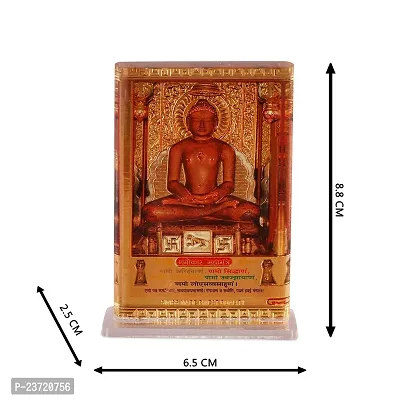 Rhymestore Acrylic Gold Plated Frame of mahavir Swami Jain Muni Mahavir Swami Murti for Home Office  car Temples-thumb2