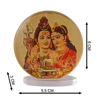 Rhymestore Acrylic Gold Plated Frame of Shiv Parvati for Home Office  car Temples-thumb2