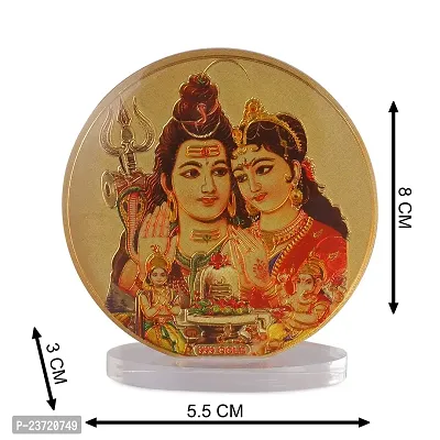 Rhymestore Acrylic Gold Plated Frame of Shiv Parvati for Home Office  car Temples-thumb3