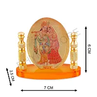 Rhymestore Radha Krishna Oval Shaped Murti for Car Dashboard, Office Table, Home, Mandir | Idol Statue Showpiece Decor Sculpture for Gift-thumb4