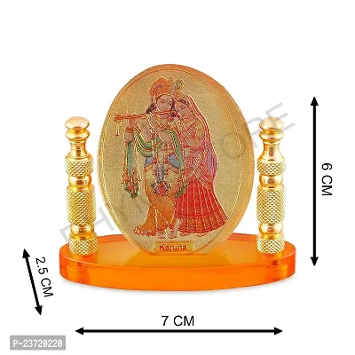 Rhymestore Radha Krishna Oval Shaped Murti for Car Dashboard, Office Table, Home, Mandir | Idol Statue Showpiece Decor Sculpture for Gift-thumb5