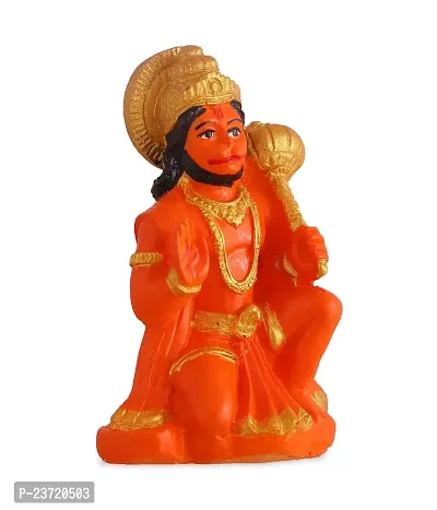 Rhymestore Small Hanuman Ji Ki Murti in Blessing Posture with Gada Sitting | Lord Balaji Bajrangbali Sankat Mochan Bhagwan Idol for Temple car Dashboard Home Decor