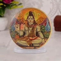 Rhymestore Acrylic Gold Plated Frame of Mahadev for Home Office  car Temples-thumb1