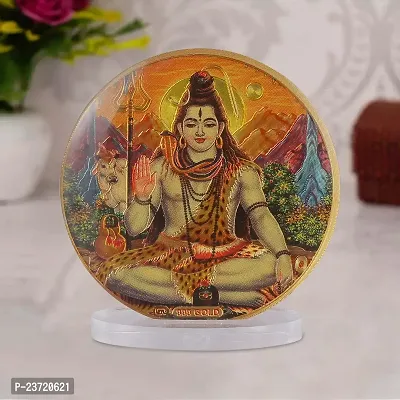 Rhymestore Acrylic Gold Plated Frame of Mahadev for Home Office  car Temples-thumb2