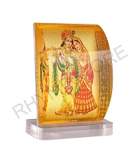 Rhymestore Radha Krishna Curve Shaped Murti for Car Dashboard, Office Table, Home, Mandir | Idol Statue Showpiece Decor Sculpture for Gift-thumb1