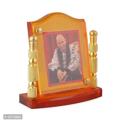 Rhymestore Acrylic Gold Plated Frame of Chattarpur wale GURU JI for Home Office  car Temples-thumb2