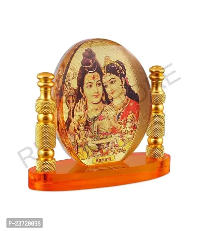 Rhymestore Shiv Parivar Oval Shaped Murti for Car Dashboard, Office Table, Home, Mandir | Idol Statue Showpiece Decor Sculpture for Gift-thumb3