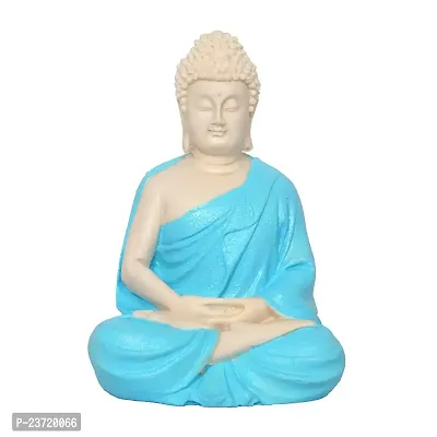 Rhymestore RYM Buddha Statue Sitting | Gift Items Premium Rare Handcrafted Polymarble Meditation/Dhyan Lord Figurine/Idol | Decorative/Fengshui/Showpiece (Buddha-Blue)-thumb0