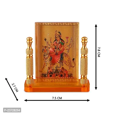 Rhymestore Hindu Goddess Maa Bhavani MATA Durga Vaishano Devi Sheronwali Acrylic Frame for Home, Office  Car Temple, Gold, Tabletop-thumb3