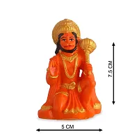 Rhymestore Small Hanuman Ji Ki Murti in Blessing Posture with Gada Sitting | Lord Balaji Bajrangbali Sankat Mochan Bhagwan Idol for Temple car Dashboard Home Decor-thumb2