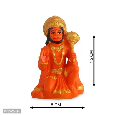 Rhymestore Small Hanuman Ji Ki Murti in Blessing Posture with Gada Sitting | Lord Balaji Bajrangbali Sankat Mochan Bhagwan Idol for Temple car Dashboard Home Decor-thumb3