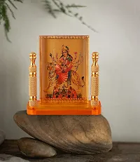 Rhymestore Hindu Goddess Maa Bhavani MATA Durga Vaishano Devi Sheronwali Acrylic Frame for Home, Office  Car Temple, Gold, Tabletop-thumb3