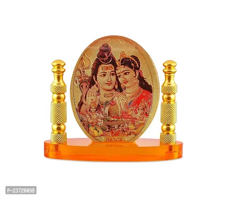 Rhymestore Shiv Parivar Oval Shaped Murti for Car Dashboard, Office Table, Home, Mandir | Idol Statue Showpiece Decor Sculpture for Gift