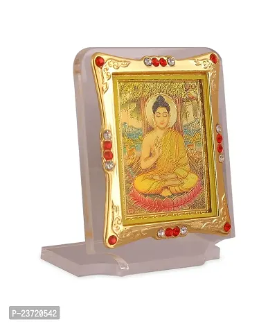 Rhymestore RYM Gautam Buddha Acrylic Frame for Car Dashboard | Gifting Decorative Showpiece Stand for Home Office Decor