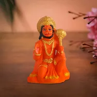 Rhymestore Small Hanuman Ji Ki Murti in Blessing Posture with Gada Sitting | Lord Balaji Bajrangbali Sankat Mochan Bhagwan Idol for Temple car Dashboard Home Decor-thumb1