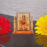 Rhymestore Hindu Goddess Maa Bhavani MATA Durga Vaishano Devi Sheronwali Acrylic Frame for Home, Office  Car Temple, Gold, Tabletop-thumb4