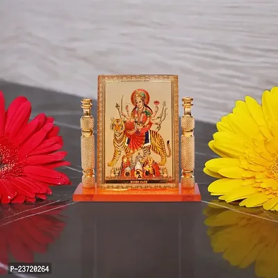 Rhymestore Hindu Goddess Maa Bhavani MATA Durga Vaishano Devi Sheronwali Acrylic Frame for Home, Office  Car Temple, Gold, Tabletop-thumb5