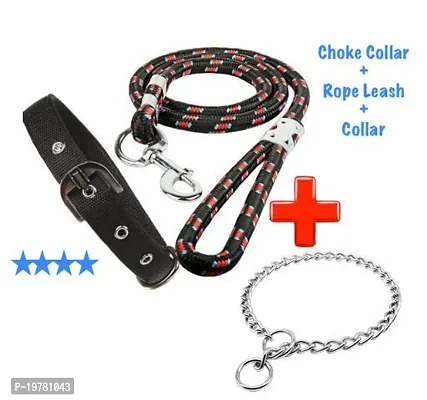 SaleThief Dog Choke Chain + Collar + Rope Lead Specially for Medium