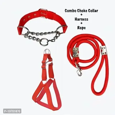SaleThief Dog Body Belt Harness+Choke Collar+ Rope Leash for All Large Breed Dogs(Combo of 3)-thumb0