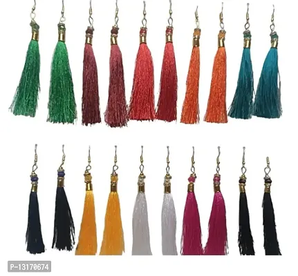 Earing Silk Threads Tassels Combo Handmade Multicolor (10 Qty.)-thumb0