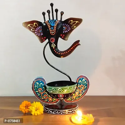 Ganesh Tealight Holder Mild Steel Made for Home and Office Decoration-thumb0