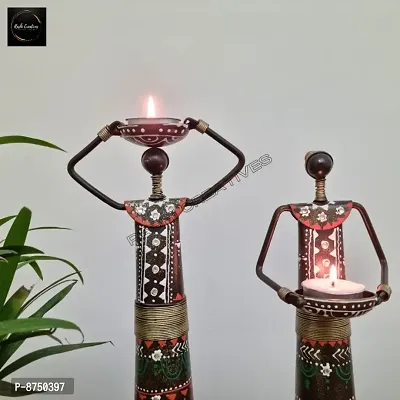 Doll Set (T-light holder)(H2)/ Set of 2 /Metal Product/ Hand-Painted/ Rajasthani Artisans-thumb2