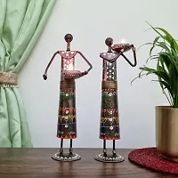 Doll Set (T-light holder)(S1)/Set of 2 /Metal Product/ Hand-Painted/ Rajasthani Artisans-thumb1