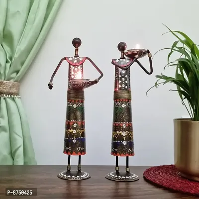 Doll Set (T-light holder)(S1)/Set of 2 /Metal Product/ Hand-Painted/ Rajasthani Artisans-thumb2