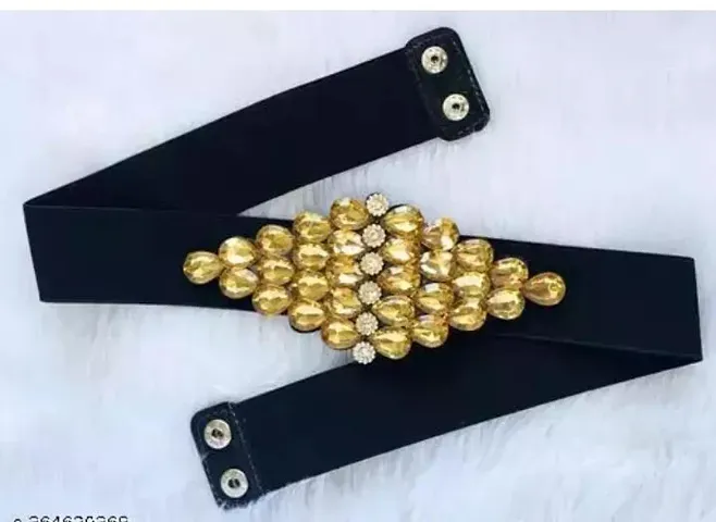 Stylish Rhinestone Elastic Waist Belt for Women Belly Chain Kamarband for Ladies Saree