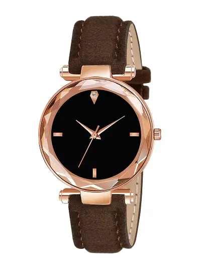 Girls Stylish Unique Design Leather Strap Watch For Women