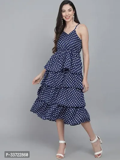 Women Stylish Polka Dot Frill Dress-thumb0